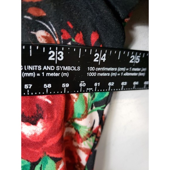 The Pioneer Woman 2X Black Red Flowers 3/4 Sleeve V-Neck Tunic Stretch top - Picture 6 of 8